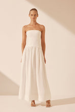 Load image into Gallery viewer, BLANC STRAPLESS PANELLED MAXI DRESS
