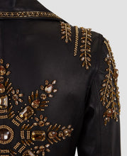 Load image into Gallery viewer, GOLD RHINESTONE LEATHER MOTO JACKET
